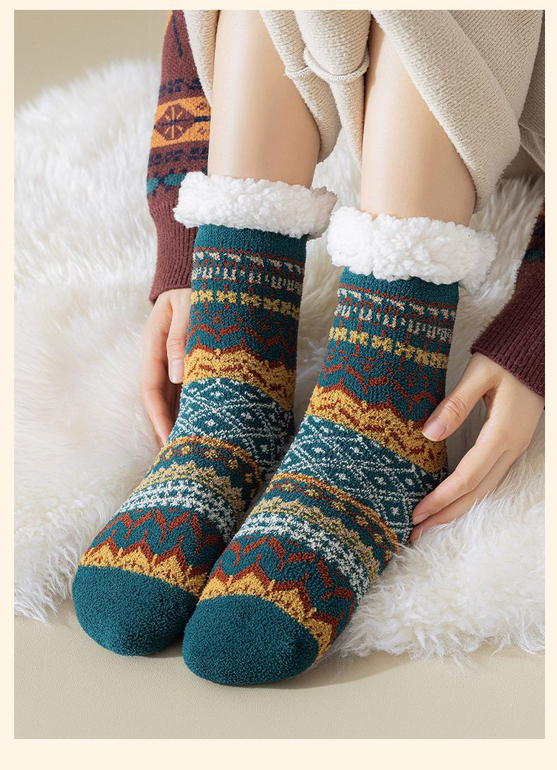 Womens Mid-calf Socks With Retro Pattern Rabbit Sheep Wool Socks